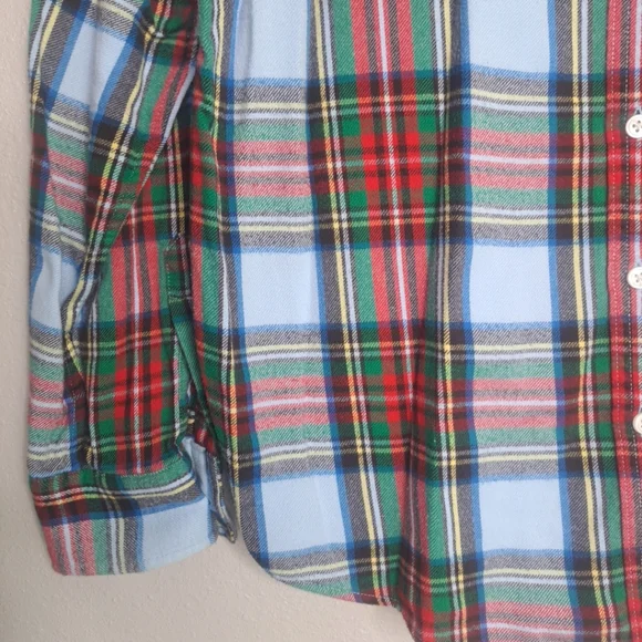Land’s End Flannel Button-down Shirt Women's Sz 14 Large Plaid Long Slveeve - Picture 15 of 16